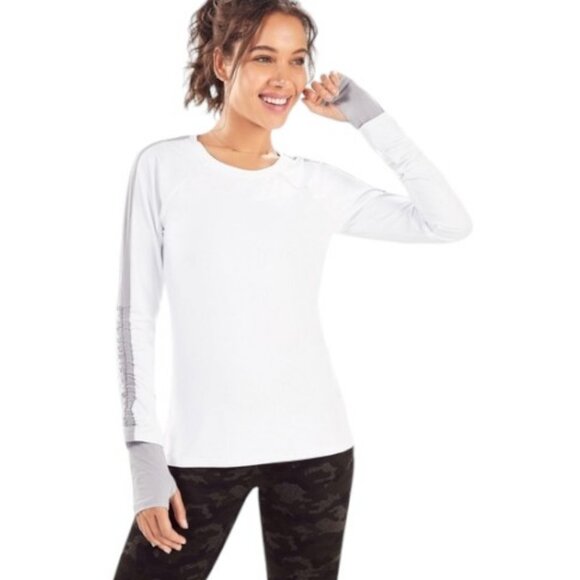 Fabletics white adjustable long sleeves top size L - Picture 1 of 12